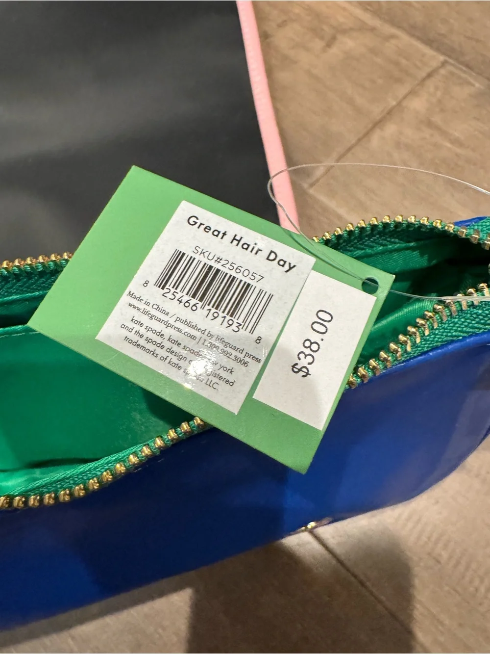 kate spade Pink Cosmetic Case with Blue & Green Trim